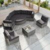 Elegant Patio Furniture Set Outdoor Daybed Rattan Sectional With Cushions And Center Table - Gray - Image 12