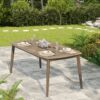 Acacia Wood Dining Table 8 Person Outdoor Table, Farmhouse Furniture For Patio, Garden, Backyard - Light Brown - Image 2