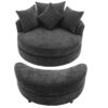360° Swivel Accent Barrel Chair With Storage Ottoman & 4 Pillows, Modern Chenille Leisure Chair Round Accent For Living Room - Gray - Image 18