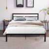 Queen Metal Bed Frame With Headboard - Black - Image 2