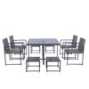 9 Pieces Patio Dining Sets Outdoor Space Saving Rattan Chairs With Glass Table Top Wicker And Cushion - Dark Gray - Image 18