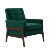 Cole - Solid Wood Lounge Chair - Green Fabric - Image 10