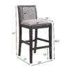 Bar Stools (Set of 2), Rubber Wood Frame, Retro Bar Chairs Suitable For Kitchen Island - Black / Gray - Image 3