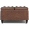 Harrison - Square Small Coffee Table Storage Ottoman - Brown - Image 3