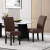 Contemporary Dining Chair (Set of 2) With Upholstery And Rubberwood Legs - Dark Brown - Image 5