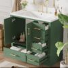 Traditional Bathroom Vanity With Resin Sink Combo Set, Bathroom Cabinet With Two Doors And Four Drawers - Green - Image 5