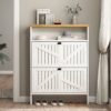 4 Layer Folding Shoe Cabinet With Metal Rounded Corners Convenient Shoe Storage - White - Image 4