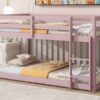 Twin Over Twin Floor Bunk Bed - Pink - Image 6