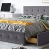 Queen Size Upholstered Platform Bed With Classic Headboard And 4 Drawers, No Box Spring Needed - Dark Gray - Image 15