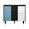 Modern Sideboard Buffet Cabinet With Red Doors And Unique Panel Styling - Black - Image 27