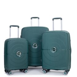 Expandable Hardshell Suitcase Double Spinner Wheels Pp Luggage Sets Lightweight Durable Suitcase With Tsa Lock, 3 Piece Set (20/24/28) - Green