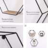 Wall Mounted Hexagonal Floating Shelves - Black (Set of 3) In Different Sizes, Modern Metal Wall Shelf, Simple Wood Partition Storage Shelves, Wall Decor Rack - Natural Wood - Image 5