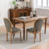 French Style Solid Wood Frame Antique Painting, Hand-Pulled Buckle Decoration Artificial Leather Dining Chair With Nailhead Trim, Wood Legs (Set of 2) - White Pine / Green - Image 13