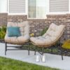 Coastal Scooped Outdoor Patio Chairs With Cushions (Set of 2) - Natural - Image 4