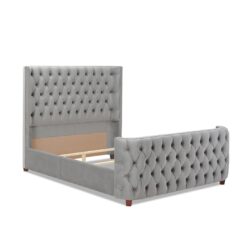 Brooklyn - Queen Tufted Panel Bed Headboard And Footboard Set - Opal Gray