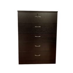 5 Drawer Chest Metal Handles Locking Top Drawer Metal Glide Rails Melamine Laminate - Red Cocoa Espresso