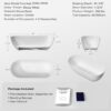 59" Freestanding Solid Surface Bathtub, Luxury Man-Made Stone Resin Freestanding Soaking Bathtub With Overflow And Pop-Up Drain For Contemporary Bathroom 22S03-59Gw - Glossy White - Image 3