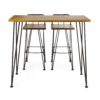 Dione Outdoor Industrial Acacia Wood Bar Set With Metal Frame And Slat Paneling - Brown - Image 8