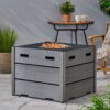 Rustic Style Outdoor Wpc Base Square Propane Fire Pit, 40, 000 Btu - Gray - Image 2