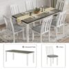 7 Piece Dining Table Set Retro Style With Extendable Table And 6 Upholstered Chairs - Antique Brown / White - Image 5