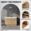 Original 48" Freestanding Bathroom Vanity With Resin Sink Soft Closing Doors And Drawers Plywood Construction - Oak - Image 2