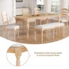 Topmax - 6 Piece Vintage Traditional Extendable Dining Table Set With Removable Leaf, Upholstered Dining Bench And 4 Chairs For 6 - Natural - Image 6