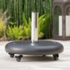 Wheelie - Modern Round Umbrella Base With Stainless Steel Holder - Black - Image 2