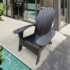 Outdoor Or Indoor Wood Adirondack Chair With An Hole To Hold Umbrella, On The Arm - Black - Image 8