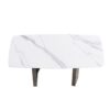 70.87" Modern Artificial Stone White Curved Black Metal Leg Dining Table - White / Black - Image 5