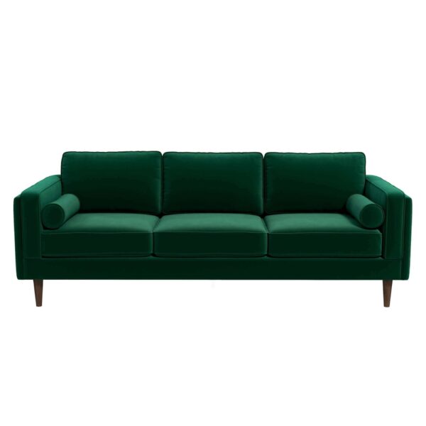 Amber - Mid-Century Modern Luxury Modern Velvet Sofa - Brown / Dark Green