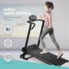 Folding Manual Walking Treadmill, Non-Electric Treadmill With Armrests And Lcd Display, Suitable For Aerobic Sport Fitness Equipment In Home Gym, Office, Apartment - Black - Image 2
