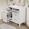 Bathroom Vanity With Ceramic Sink, Flip Out Drawer Design For Plumbing, Soft Close Drawers - White - Image 4