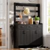 Minimalist 4 Door Shoe Cabinet With Coat Rack, Spacious Top, 3 Drawers, 8 Shelves, Metal Hooks And Handles For Hallway - Black - Image 7