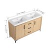 Original 60" Freestanding Bathroom Vanity With Double Resin Sink Plywood Soft Closing Doors & Drawers - Oak - Image 3