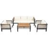 4 Pieces Outdoor Sectional Sofa Set 5 Person Patio Seating Group Outdoor Conversation Set With Cushions And A Coffee Table For Patios, Gardens, Or Balcony - Beige - Image 12