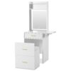 Small Vanity Desk With Mirror And Light, Dressing Table With Charging Station & Fold Up Panel For Small Space, Compact Makeup Vanity Set With Hidden Stool For Bedroom - White - Image 14