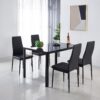 5 Pieces Dining Set, Table Metal Leg Mid-Century Dining Table For 4 - 6 People With Glass Table Top, Pedestal Dining Table, End Table Leisure Coffee Table - Black - Image 3