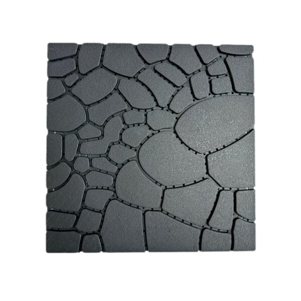 Stone Texture 12" Patio Deck Tiles, Diy - Module Interlocking Decking Floor Tiles, Polypropylene, 12" - Dark Gray