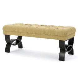 Hilton - Ottoman Bench With Button - Tufted Diamond Stitching - Yellow