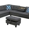Alger - 98" Wide Left Hand Facing Sofa & Chaise With Ottoman - Dark Gray - Image 11