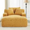 Cloudline - Oversized Chaise Lounge Chair In Soft Corduroy, Modern Comfy Couch With Full Foam Cushioning, Cozy Sleeper Sofabed For Living Room - Yellow - Image 6