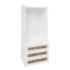 Wardrobe With 3 Drawers High Wardrobe Armoire With Rattan For Living Room Organizer - White - Image 9