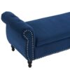 Velvet Multifunctional Storage Ottoman Bench With Pillow - Navy Blue - Image 11