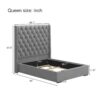 Tall Headboard Upholstered Queen Size Bed With Handmade Deep Button Tufted, Box Spring Needed, Velvet - Gray - Image 4