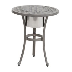 21" Cast Aluminum Round Table With Ice Bucket - Gray