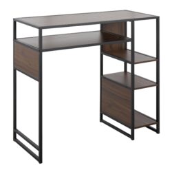 Display Farmhouse Bar Height Table With Storage Space - Black / Walnut