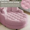 Modern Chaise Lounge Sofa Bed Upholstered Sofa Couch With Tufted Seat And Detachable Pillows For Living Room - Pink - Image 5