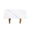 63" Modern Artificial Stone White Straight Edge Golden Metal Leg Dining Table - White / Gold - Image 5
