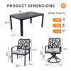 7 Pieces Outdoor Patio Furniture Set, 4 Dining Chairs & 2 Swivel Rockers Sunbrella Fabric, Rectangular Table With Umbrella Hole - Bourbon Brown - Image 3