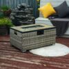 32" Propane Gas Fire Pit Table With Propane Tank Cover, 50000 Btu Rectangular Steel Fire Pit With Beautiful Wicker Base For Outside Garden - Beige - Image 3